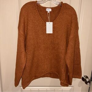 Lovestitch Women's Rich Tan V-Neck Sweater